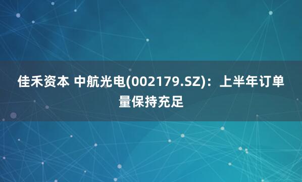 佳禾资本 中航光电(002179.SZ)：上半年订单量保持充足