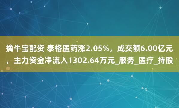 擒牛宝配资 泰格医药涨2.05%，成交额6.00亿元，主力资金净流入1302.64万元_服务_医疗_持股